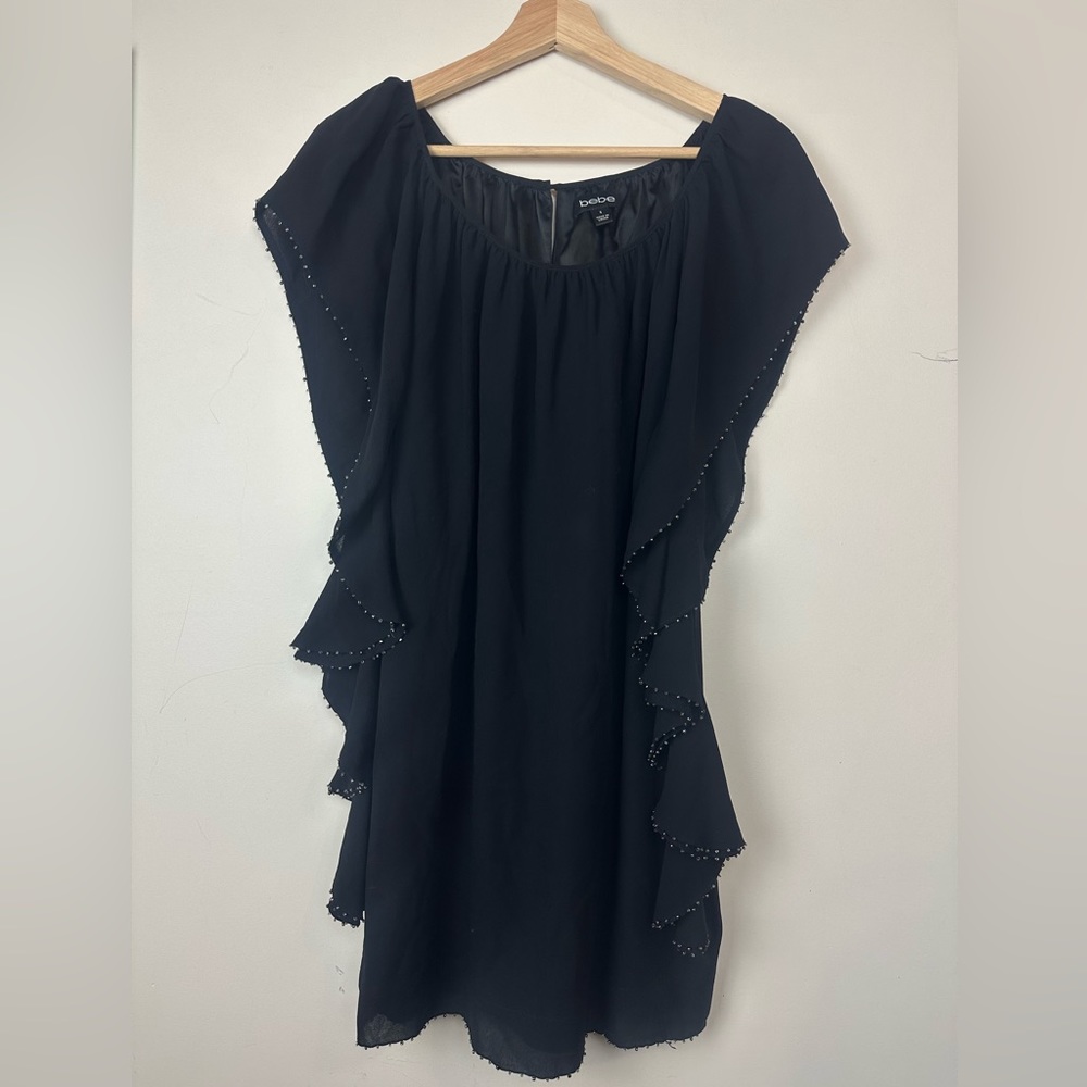 BEBE Y2K Vintage black beaded mini dress size Small